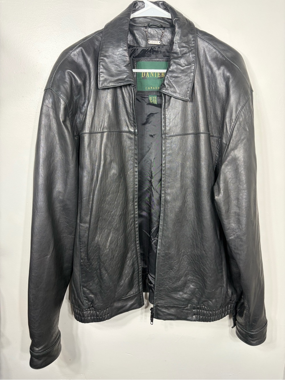 Danier Canada Genuine Leather‎ Jacket Men’s XL Black Full Zip Soft Leather Coat